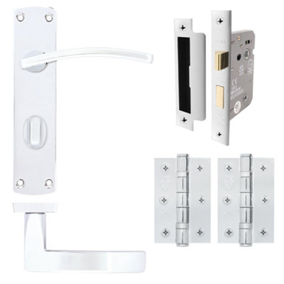 EuroTec-Plus Polished Chrome Door Handle Pack Fire Rated - Bathroom