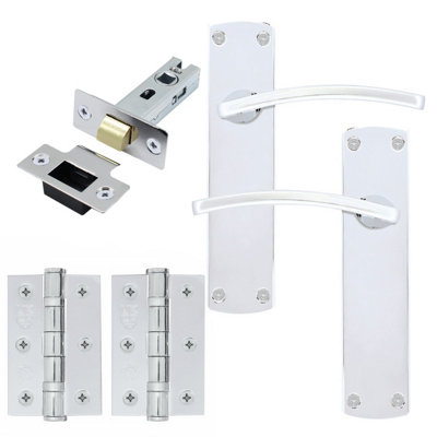 EuroTec-Plus Polished Chrome Door Handle Pack Fire Rated - Latch