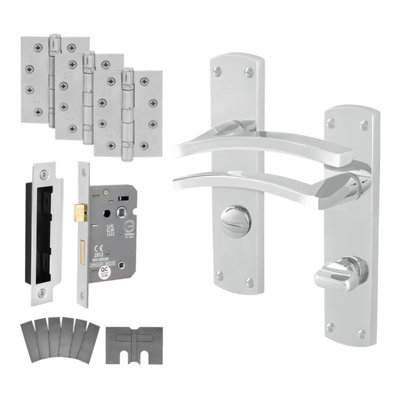 EuroTec-Plus Polished Chrome Fire Door Handle Pack Fire Rated - Bathroom