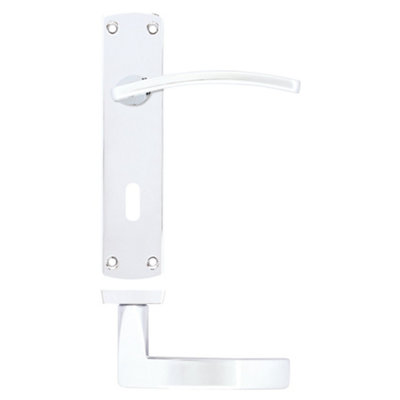 EuroTec-Plus Polished Chrome Lock Door Handle on Backplate Fire Rated - Keyhole