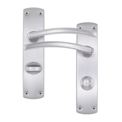 EuroTec-Plus Satin Chrome Door Handle on Backplate Fire Rated - Bathroom