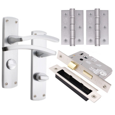 EuroTec-Plus Satin Chrome Door Handle Pack Fire Rated - Bathroom