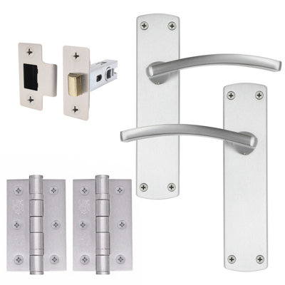 EuroTec-Plus Satin Chrome Door Handle Pack Fire Rated - Latch