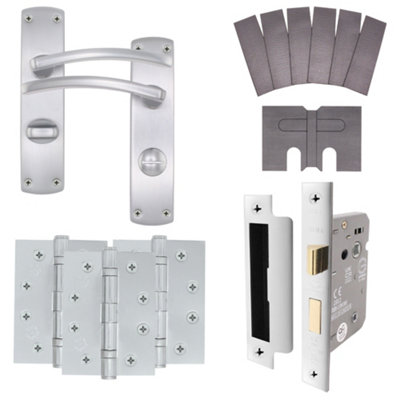 EuroTec-Plus Satin Chrome Fire Door Handle Pack Fire Rated - Bathroom