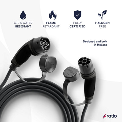 EV Charging Cable 7.4kW 4m coiled Type 2 Ratio Premium