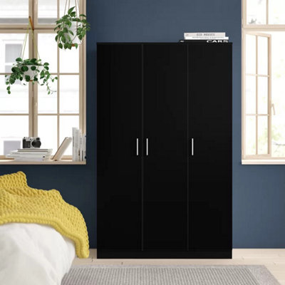 EVA 3 door Matt black 120cm wide wardrobe