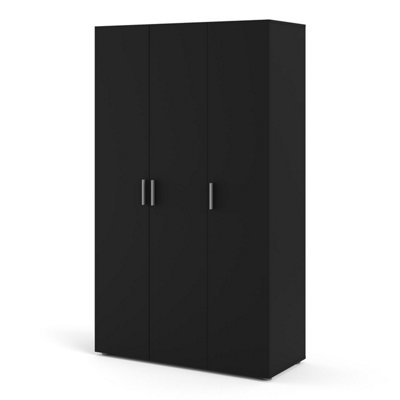 EVA 3 door Matt black 120cm wide wardrobe