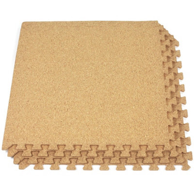 EVA Cork Floor Tiles Soft Mats with Foam Base Protective Flooring