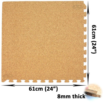 EVA Cork Floor Tiles Soft Mats with Foam Base Protective Flooring - 3