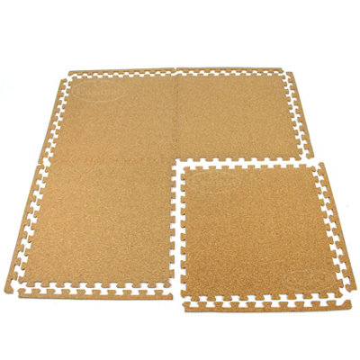 EVA Cork Floor Tiles Soft Mats with Foam Base Protective Flooring - 4
