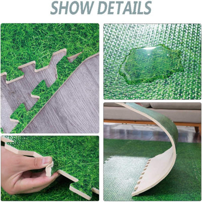 EVA Foam Mats Interlocking floor tile 60 x 60cm (32 SQ.FT), Pack of 8 Mats Green Grass Effect