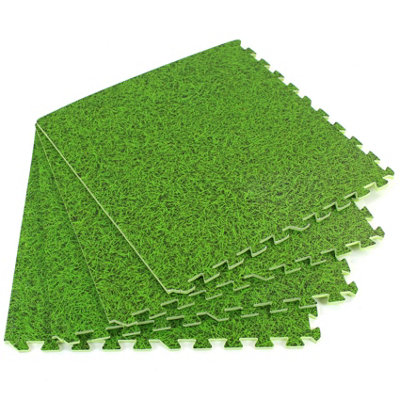 EVA Grass Effect EVA Interlocking Foam Mats Play Home Office Garage Tiles