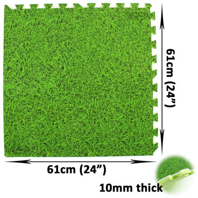 EVA Grass Effect EVA Interlocking Foam Mats Play Home Office Garage Tiles - 3