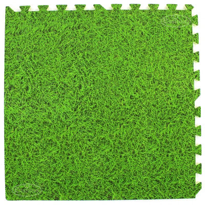 EVA Grass Effect EVA Interlocking Foam Mats Play Home Office Garage Tiles - 5