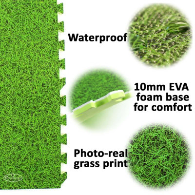 EVA Grass Effect EVA Interlocking Foam Mats Play Home Office Garage Tiles - 6