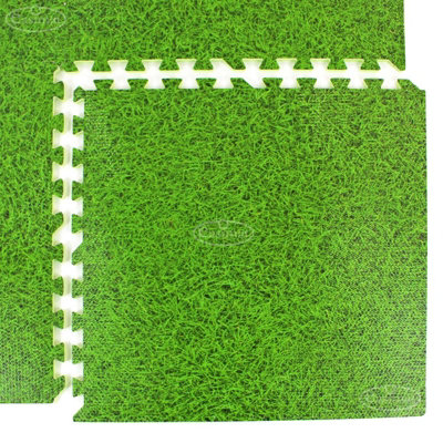 EVA Grass Effect EVA Interlocking Foam Mats Play Home Office Garage Tiles - 8