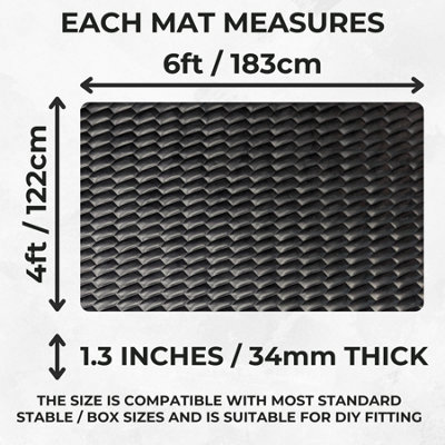 EVA Horse Stable Floor Mat - Black - 34mm - 6ft x 4ft - 4 Pack - 3