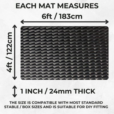 EVA Horse Stable Floor Mats - Black - 24mm - 6ft x 4ft - 2 Pack - 3