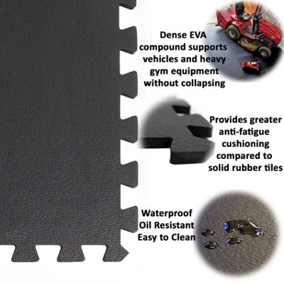 EVA Industrial Grey Mats Interlocking for Garage Gym Firm Foam Tiles - 6