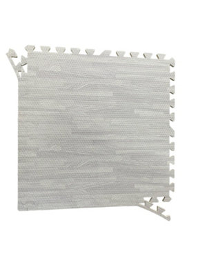 EVA Interlocking Floor Mats Set of 18 Grey Oak Effect