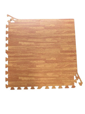 EVA Interlocking Floor Mats Set of 36 Yellow Oak Effect