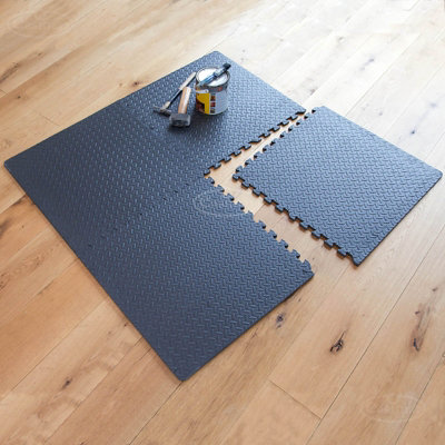 EVA Interlocking Gym Mats in Dark Grey Soft Foam Flooring Play Exercise Garage Floor Tiles