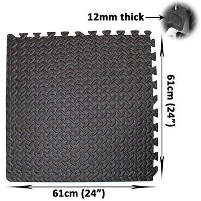 EVA Interlocking Gym Mats in Dark Grey Soft Foam Flooring Play Exercise Garage Floor Tiles - 5