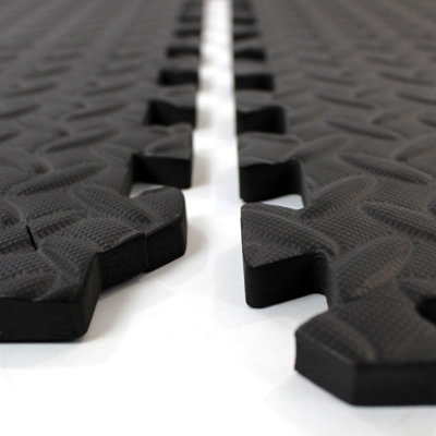 EVA Interlocking Gym Mats in Dark Grey Soft Foam Flooring Play Exercise Garage Floor Tiles - 9
