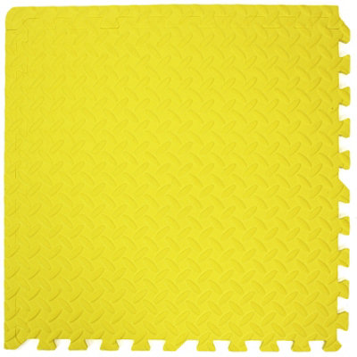 EVA Interlocking Gym/Yoga Mats in Yellow Anti-Fatigue Soft Foam Exercise Play Floor Tiles