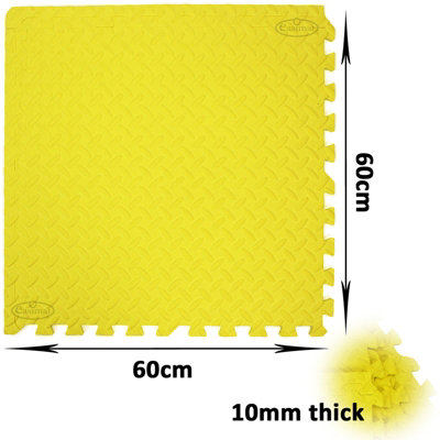 EVA Interlocking Gym/Yoga Mats in Yellow Anti-Fatigue Soft Foam Exercise Play Floor Tiles - 3