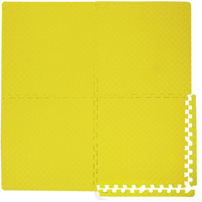 EVA Interlocking Gym/Yoga Mats in Yellow Anti-Fatigue Soft Foam Exercise Play Floor Tiles - 4