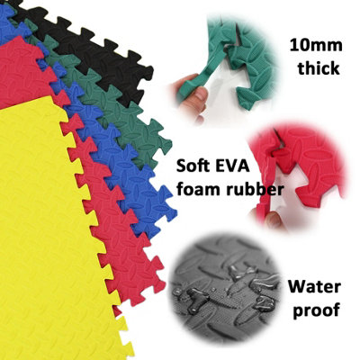 EVA Interlocking Gym/Yoga Mats in Yellow Anti-Fatigue Soft Foam ...