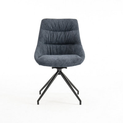 Eva Modern Velvet Dining Chair Swivel Padded Seat Metal Leg Kitchen 6 Pcs (Blue)