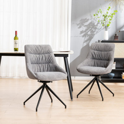 Eva Modern Velvet Dining Chair Swivel Padded Seat Metal Leg Kitchen 6 Pcs (Grey)