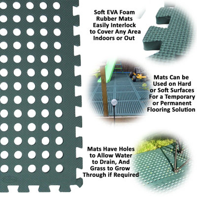 EVA Playground Floor Mats Tiles for Gym Garden Anti Fatigue Swing Slide Safety Green