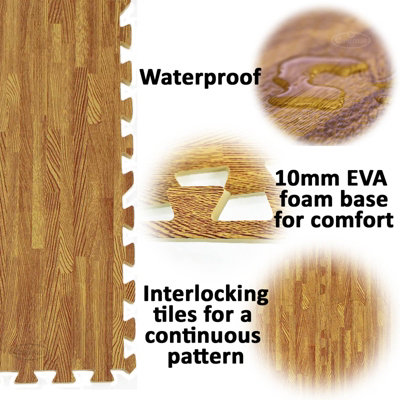 EVA Wood Effect Soft Foam Floor Mats/Tiles Home Flooring - 4