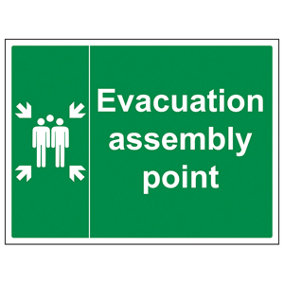 Evacuation Assembly Point Safety Sign - Rigid Plastic - 600x400mm (x3)