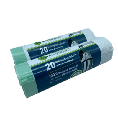 Evaness - Recycled Material & Biodegradable Bin Bags with Drawstring - 50-60 litres x 40 Bags