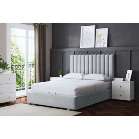 Evangeline Upholstered Panel Bed With Gas Ottoman Lift - 5 Colours Available