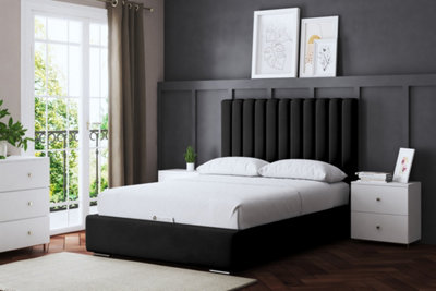 Evangeline Upholstered Panel Bed With Gas Ottoman Lift - 5 Colours Available