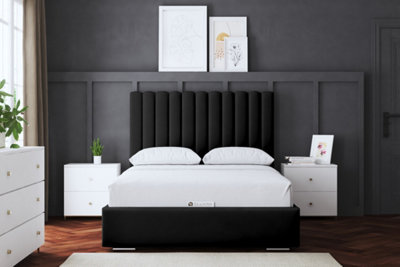 Evangeline Upholstered Panel Bed With Gas Ottoman Lift - 5 Colours Available