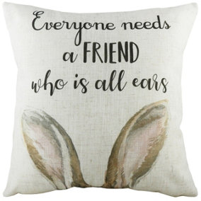 Evans Lichfield All Ears Slogan Hand-Painted Watercolour Printed Polyester Filled Cushion
