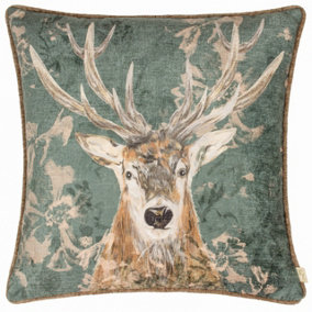 Evans Lichfield Avebury Stag Piped Feather Filled Cushion