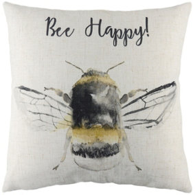 Evans Lichfield Bee Happy Slogan Polyester Filled Cushion