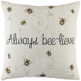 Evans Lichfield Bee-Lieve Slogan Hand-Painted WatercolourPrinted Polyester Filled Cushion