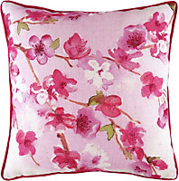 Evans Lichfield Blossoms Cherry Hand-Painted Watercolour Printed Polyester Filled Cushion