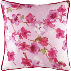 Evans Lichfield Blossoms Cherry Hand-Painted Watercolour Printed Polyester Filled Cushion