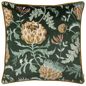 Evans Lichfield Chatsworth Artichoke Velvet Piped Feather Filled Cushion