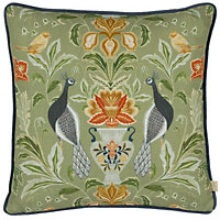 Evans Lichfield Chatsworth Peacock Piped Polyester Filled Cushion