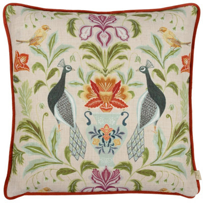 Evans Lichfield Chatsworth Peacock Symmetrical Piped Feather Filled Cushion